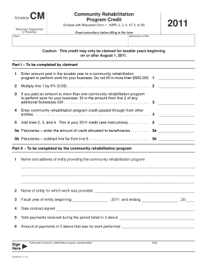 Wisconsin Community Rehabilitation Program Credit Form