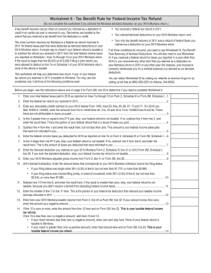Montana Tax Benefit Recovery Worksheet