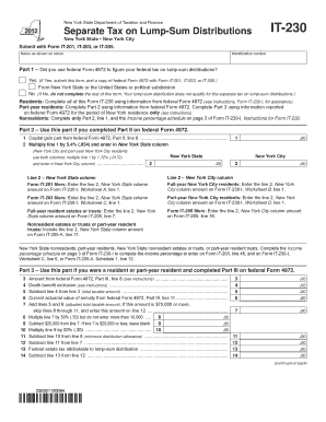 New York State Separate Tax on Lump-Sum Distributions IT-230