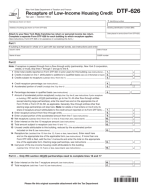 New York Low-Income Housing Credit Recapture Form DTF-626