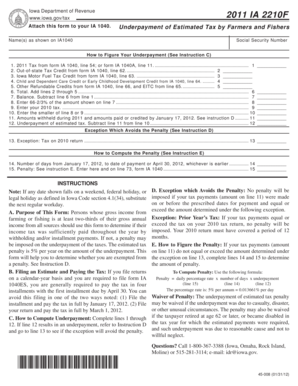Iowa Underpayment of Estimated Tax by Farmers and Fishers