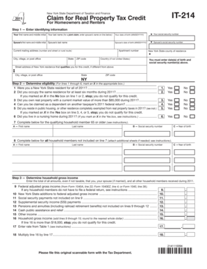 New York State Real Property Tax Credit Form IT-214