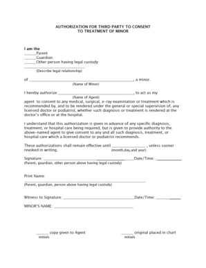 Authorization for Third Party to Consent to Treatment of Minor