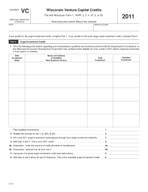 Wisconsin Venture Capital Credits Schedule