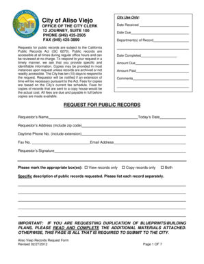 California Public Records Request Form