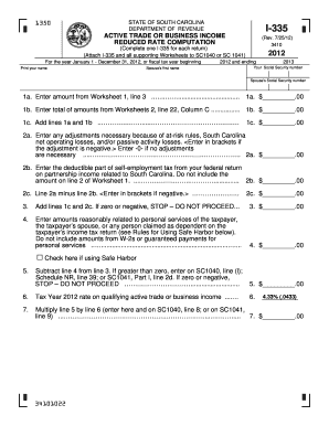 South Carolina I-335 Form
