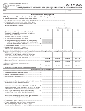 Iowa Underpayment of Estimated Tax Form