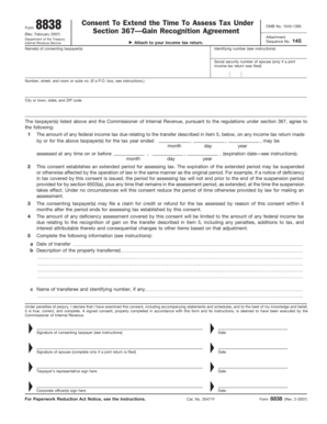 IRS Form 8838 Consent to Extend Time to Assess Tax