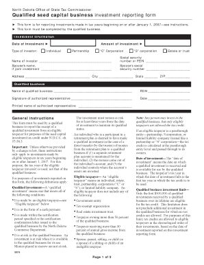 North Dakota Qualified Seed Capital Business Investment Reporting Form