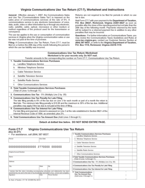 Virginia Communications Use Tax Return Form CT-7