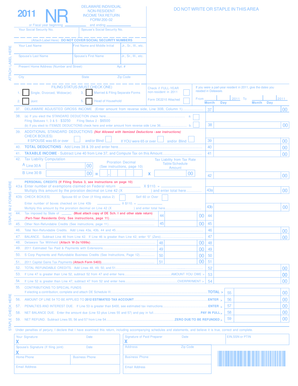 Delaware Non-Resident Income Tax Return