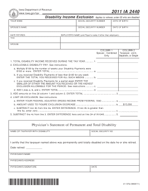 Iowa Disability Income Exclusion Form 2440