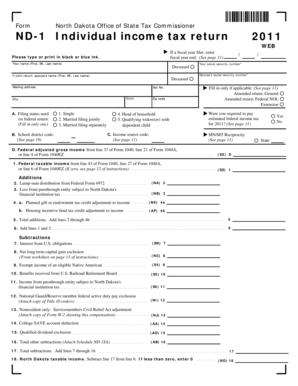 North Dakota Individual Income Tax Return 2011