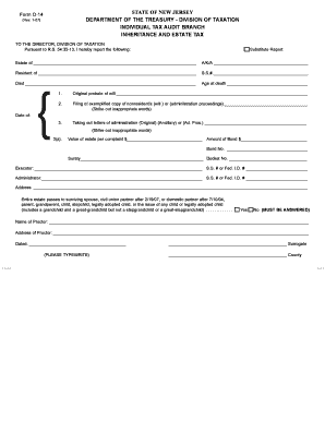 New Jersey Inheritance and Estate Tax Form