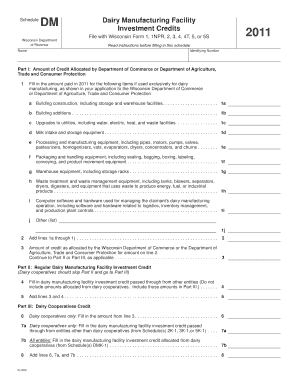 Wisconsin Dairy Manufacturing Facility Investment Credits Form