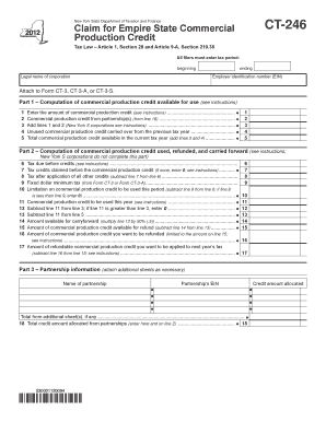 New York State Commercial Production Credit Form CT-246