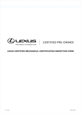 Lexus Certified Mechanical Certification Inspection Form