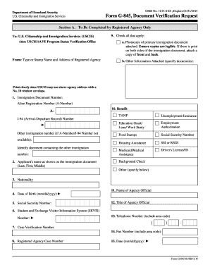 USCIS Form G-845 Document Verification Request