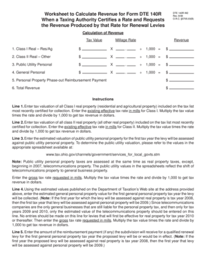 Ohio DTE 140R Revenue Calculation Worksheet