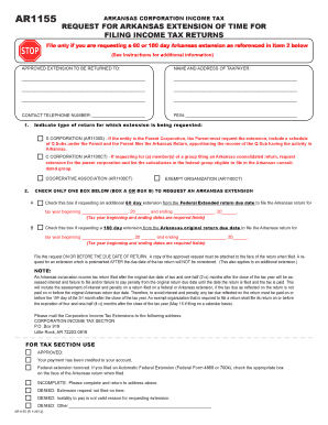 Arkansas Corporation Income Tax Extension Request