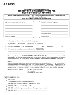 Arkansas Individual Income Tax Extension Request
