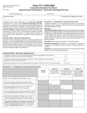 Connecticut Form CT-1120A-SBC