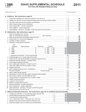Idaho Supplemental Schedule 2011