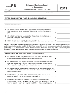 Wisconsin Relocated Business Credit Form