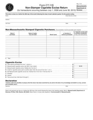 Massachusetts Non-Stamper Cigarette Excise Return