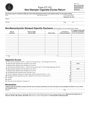 Massachusetts Cigarette Excise Return