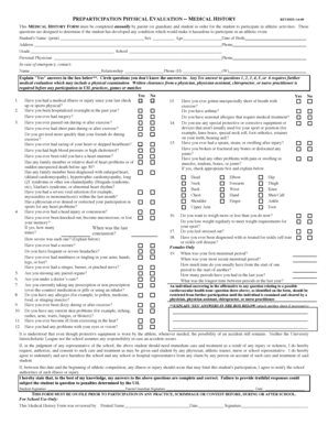 Preparticipation Physical Evaluation Form