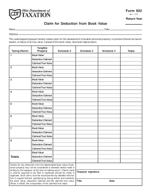 Form 902 Claim for Deduction from Book Value