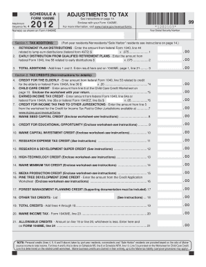 Maine Tax Adjustments Form 1040ME Schedule A