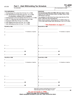 Utah Withholding Tax Schedule TC-40W