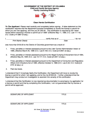 Clean Hands Certification