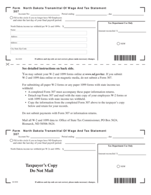 North Dakota Transmittal Of Wage And Tax Statement