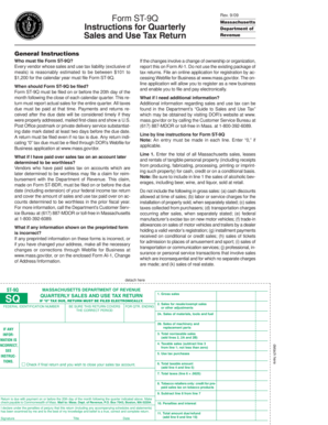 Massachusetts Quarterly Sales and Use Tax Return