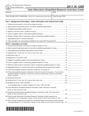 Iowa Alternative Simplified Research Activities Credit Form