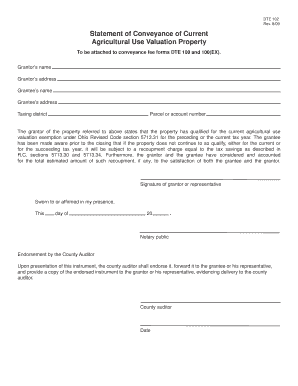 Ohio Agricultural Use Valuation Property Conveyance Statement