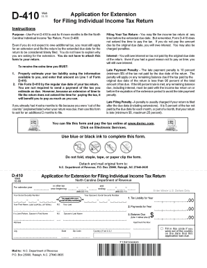 North Carolina D-410 Form