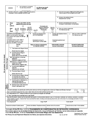 Form W-3c PR Transmittal of Corrected Wage and Tax Statements