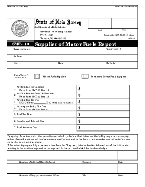 New Jersey Supplier of Motor Fuels Report