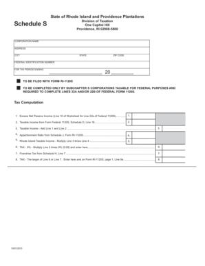 Rhode Island Schedule S Form