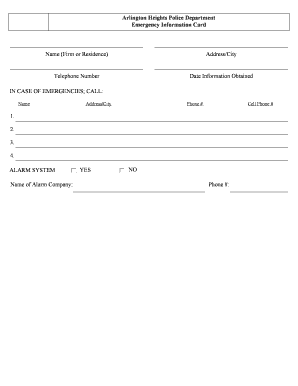 Emergency Information Card