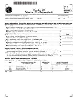 Massachusetts Solar and Wind Energy Credit Form