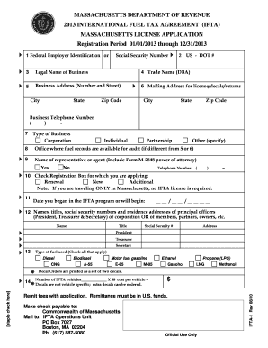 Massachusetts IFTA License Application