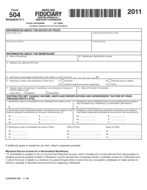 Maryland Fiduciary Modified Schedule K-1