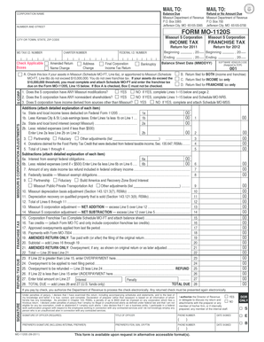 Missouri S Corporation Income Tax Return