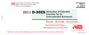 2011 D-30ES Franchise Tax Declaration
