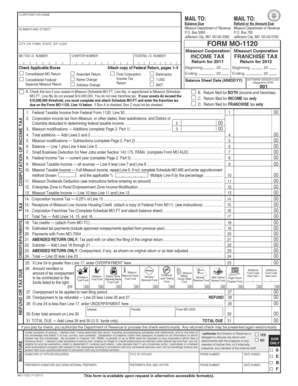 Missouri Corporation Income Tax Return Form MO-1120